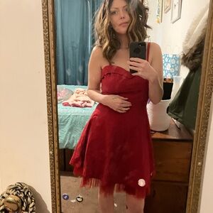 Elegant Red Strapless Dress